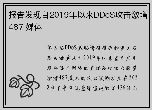 报告发现自2019年以来DDoS攻击激增487 媒体