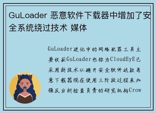 GuLoader 恶意软件下载器中增加了安全系统绕过技术 媒体